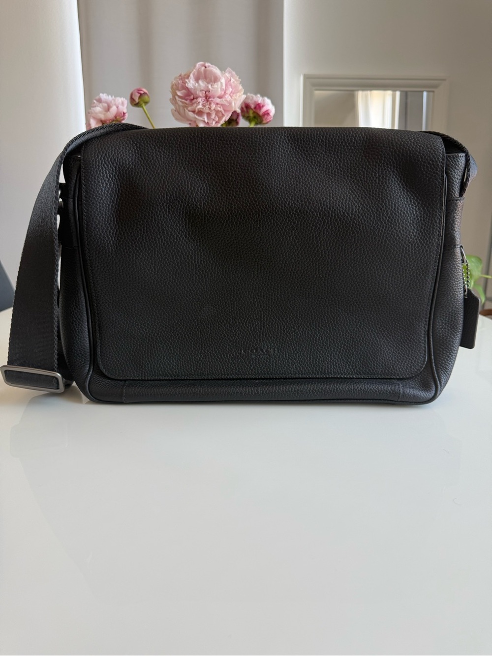 Coach Black Pebbled Leather Messenger
